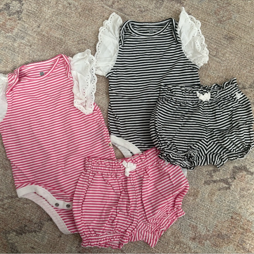 GAP Pink and Black Striped Baby Set